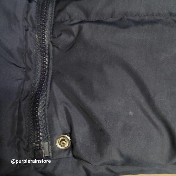 GAP Kids Down Puffer Coat M Faux Fur Trim Hood Navy Outdoor Winter Sledding - Picture 5 of 13